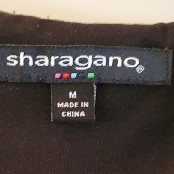 Sharagano Black Sleevele Blouse/Sheer Cape M - Picture 3 of 7